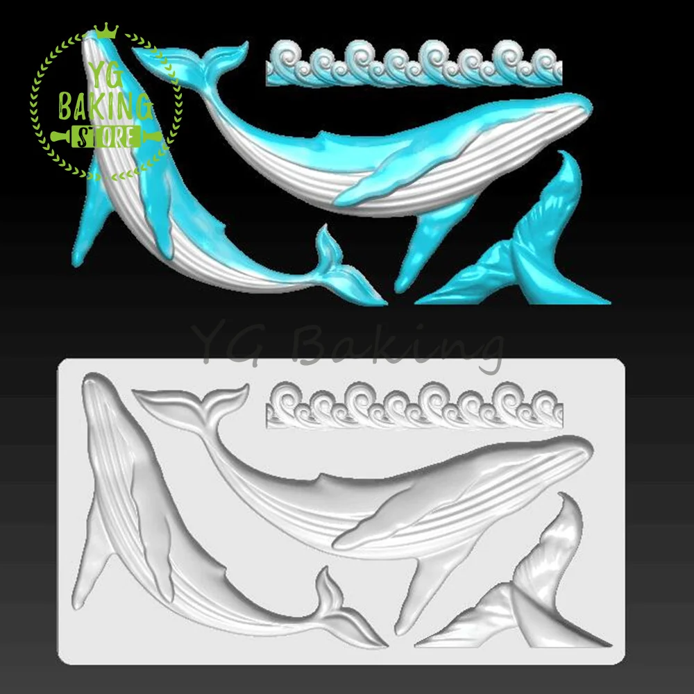 

Dorica новая дизайнерская силиконовая форма с рисунком Кита и волн, аксессуары для кухни, товары для выпечки