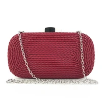fashion ladies red clutch bag women hand woven pu one shoulder chain yellow bag girls dinner blue handbag for party and wedding