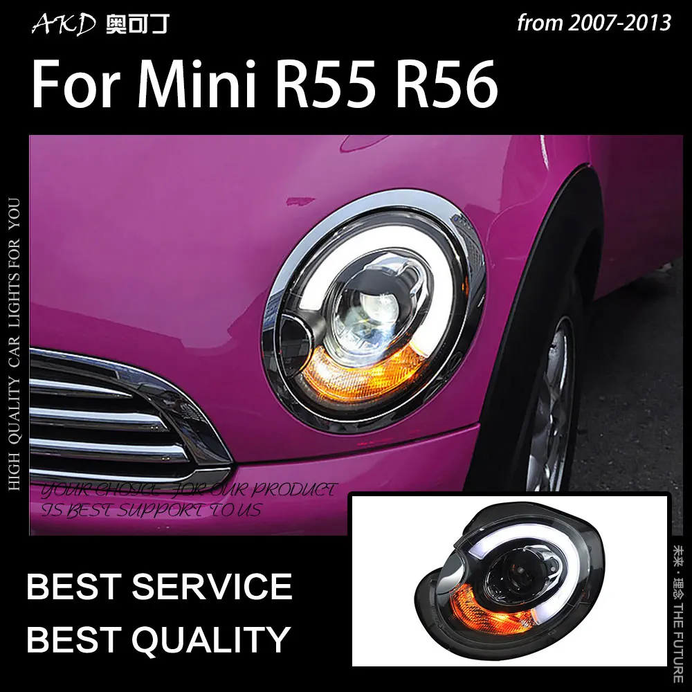 

Стайлинг автомобиля фары для MINI F54 F57 F55 F56 светодиодные фары 2007-2013 Cooper головная лампа дневные ходовые светодиодные линзы автомобильные