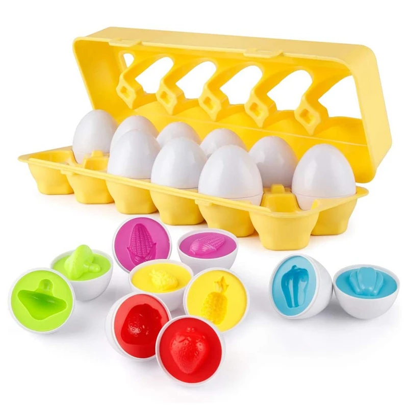 

Matching Egg Easter Toys for Toddler Color & Shape Recognition Skill Sorter Learn Fruits Educational Toy