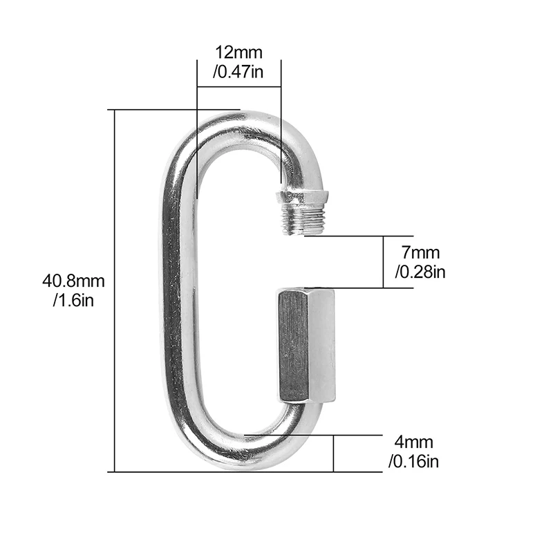 

24 Packs Quick Link M4 4MM Stainless Steel Chain Connector Heavy Duty D Shape Locking Looks for Carabiner Hammock