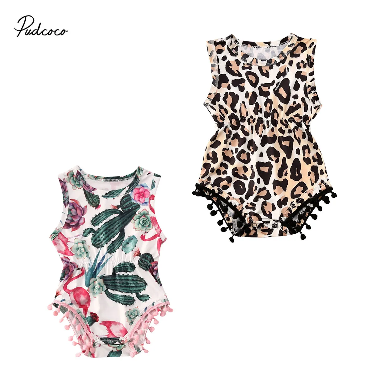 2020 летняя одежда для малышей леопардовые и девочек/боди С КАКТУСОМ без рукавов с
