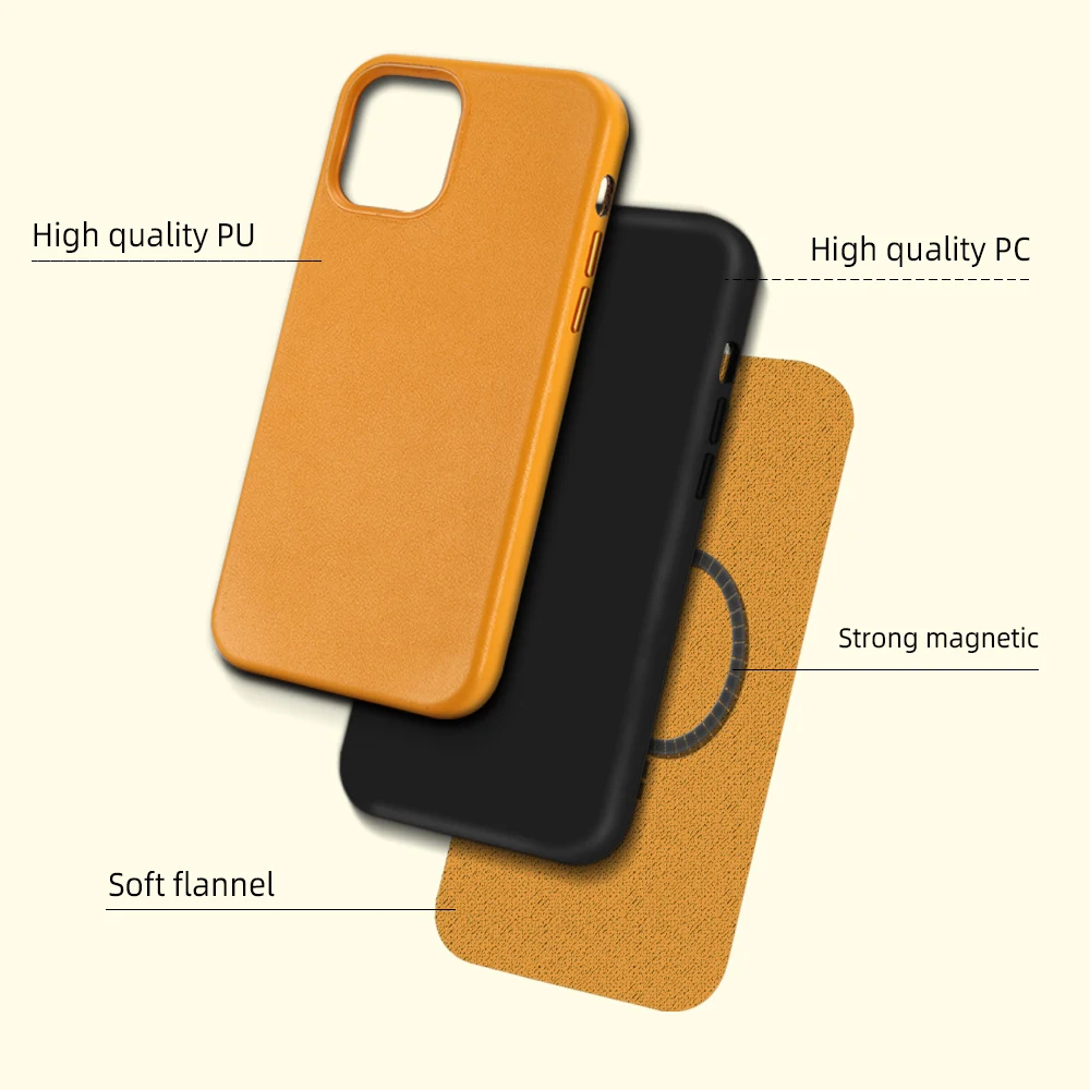 

Magsafe Cell Phone Cover Fitted Case For iPhone 12 Pro Max 12Pro Max 12 Mini Plain PU Leather Magnetic Wireless Charging Shell