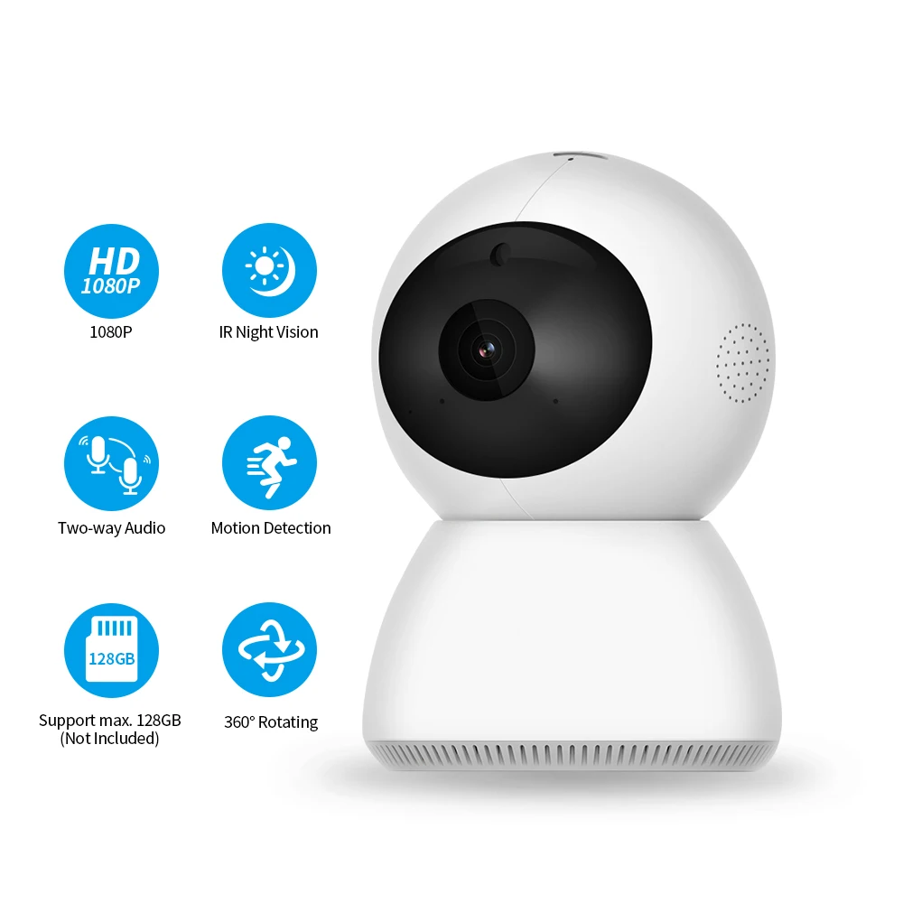 Смарт PTZ IP Камера s 1080P Wi Fi Крытый Беспроводной безопасности ИК светодиодов