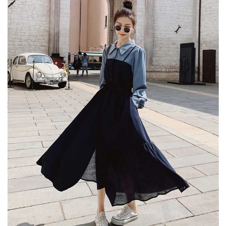 

Женское длинное платье-рубашка Nowsaa, элегантное платье во французском и корейском стиле, в японском стиле, для весны и осени