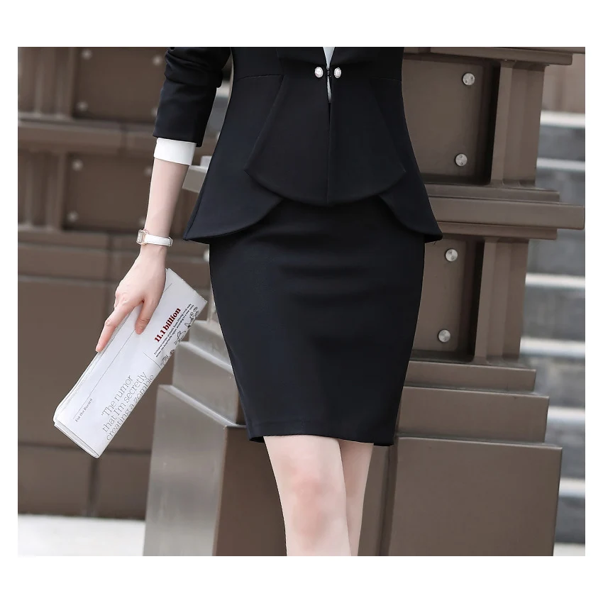 Костюм женский осенне-зимний из блейзера с длинным рукавом и юбки | Женская