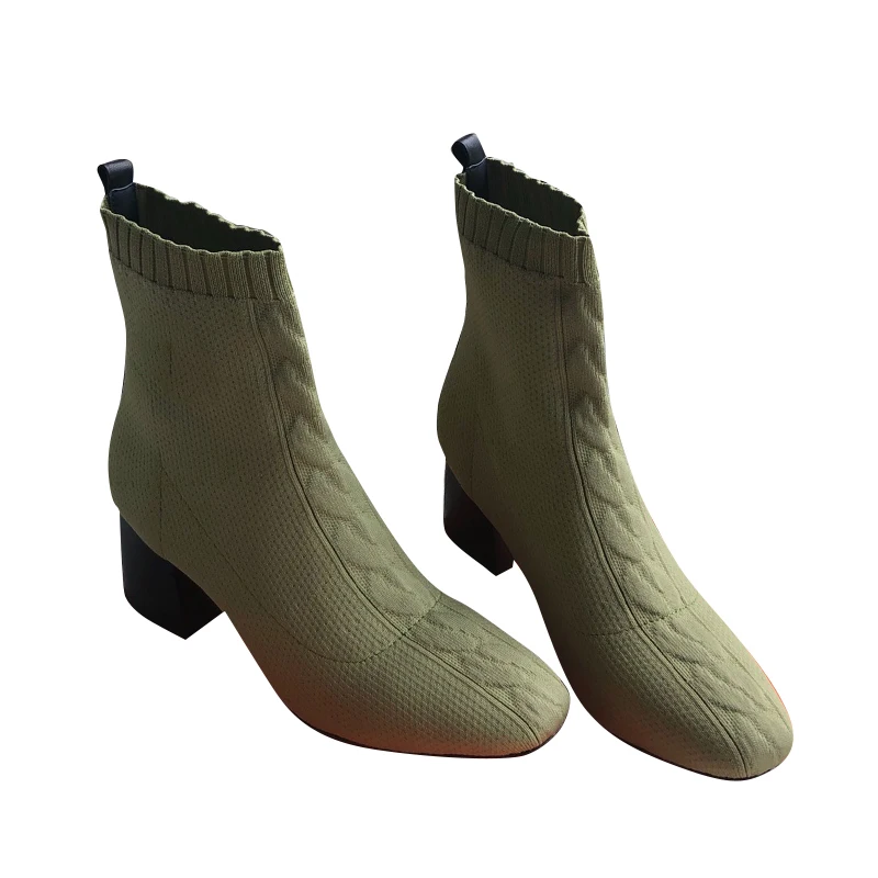 

French Harisu 2022 new women's short boots, elastic cloth with Napa leather, leather sole, rubber heel, counter box and dust bag