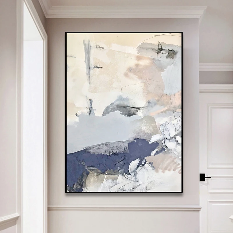 

Minimalist Hand-painted Oil Painting Frameless Canvas Line Impression Flow Mottled Color Block Abstract Living Room Decoration