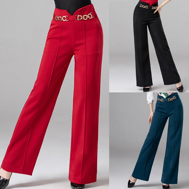 

Latin Dance Pants Women'S New High-Waist Straight-Leg Modern Dance Pants For Ballroom Samba Salsa Cha Cha Practice Pants SL6028
