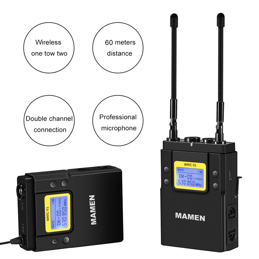Профессиональный беспроводной микрофон MAMEN для записи с частотой 558 608 МГц