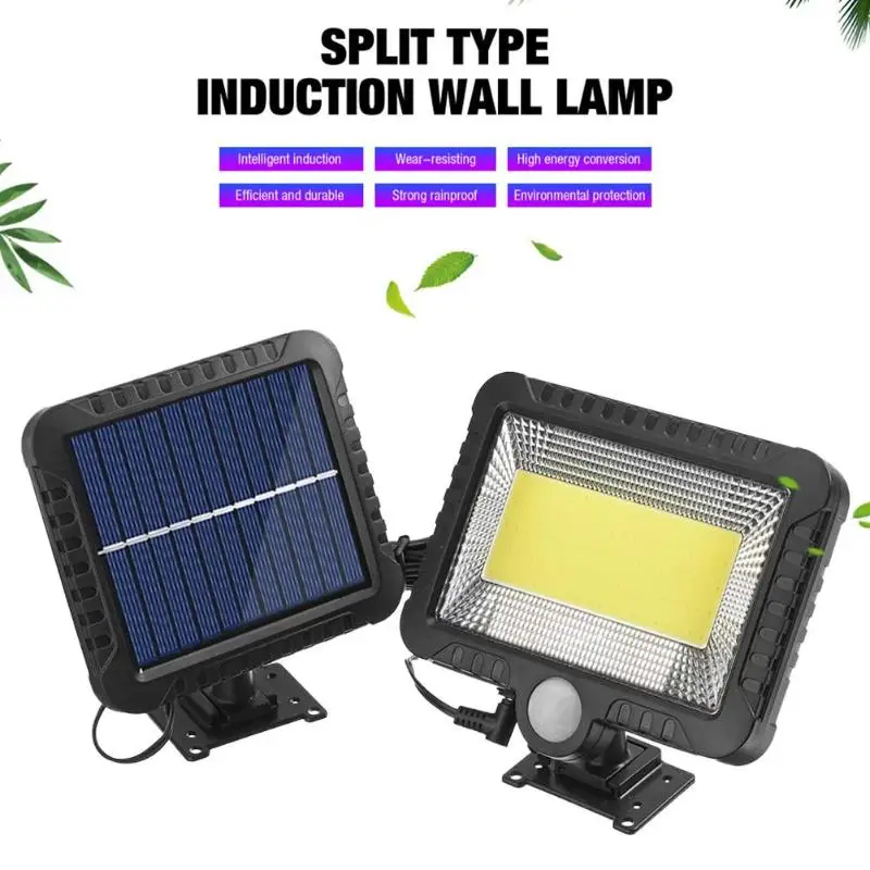 COB 100LED открытый Солнечный настенный светильник PIR датчик движения Солнечная лампа водонепроницаемый инфракрасный датчик садовый светильник водонепроницаемый садовый светильник