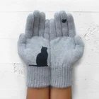 Новый Кот перчатки для женщин шерстяные перчатки осень-зима Открытый легкий и теплый холодный защита подкладкой и с кошкой перчатки с принтом SCI88