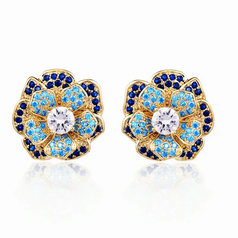 

SINZRY fashion costume jewelry cubic zircon CZ solid flower vintage lady stud earrings for women