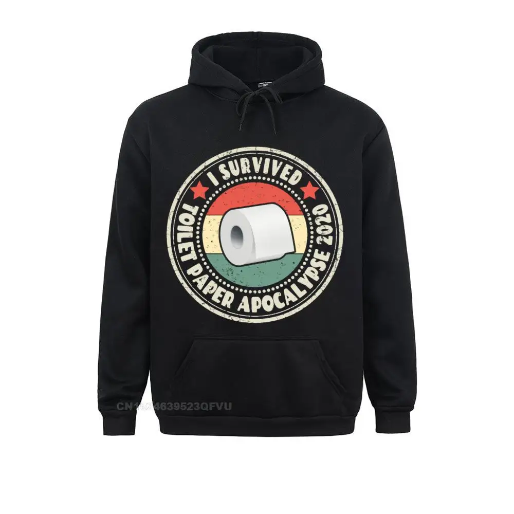 I Survived Toilet Paper Apocalypse Men's Pullover Hoodie Panic Tp Roll Crisis Sarcastic Pullover Hoodie Camisas Men Sweahoodies