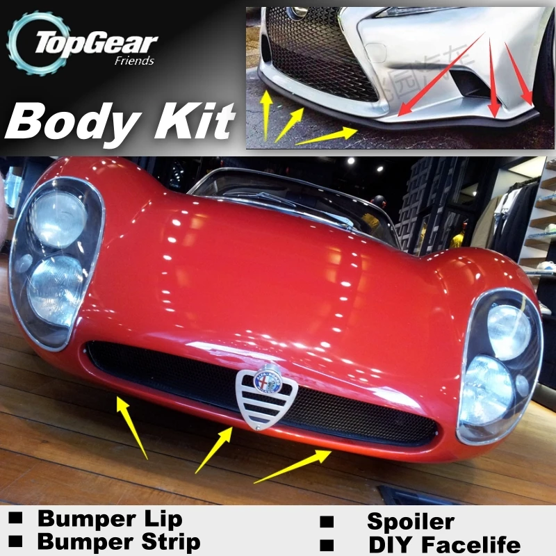 Bumper Lip Deflector Lips For Alfa Romeo 33 Stradale Front Spoiler Skirt TOPGEAR Friends Car Tuning / Body Kit Strip | Автомобили и