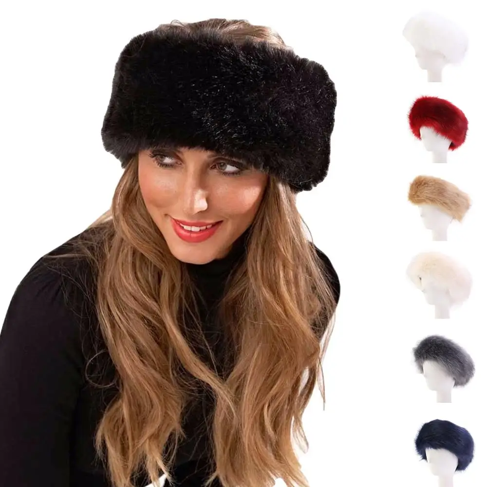 Новинка шапка тюрбан из искусственного меха лисы в русском стиле женская зимняя
