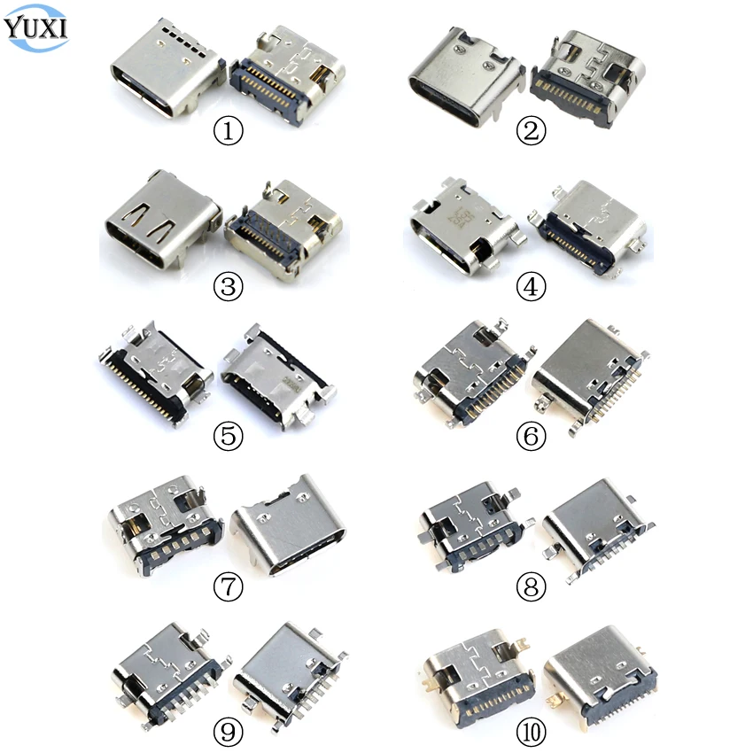 

YuXi 10 models USB Type C Charge Dock Socket Connector SMD DIP Micro USB Jack Charging Port Replacement