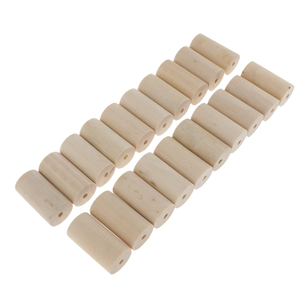 

20x Natural Solid Wooden Bead Cylinder Unfinished Tube Bead DIY Crafts Decor