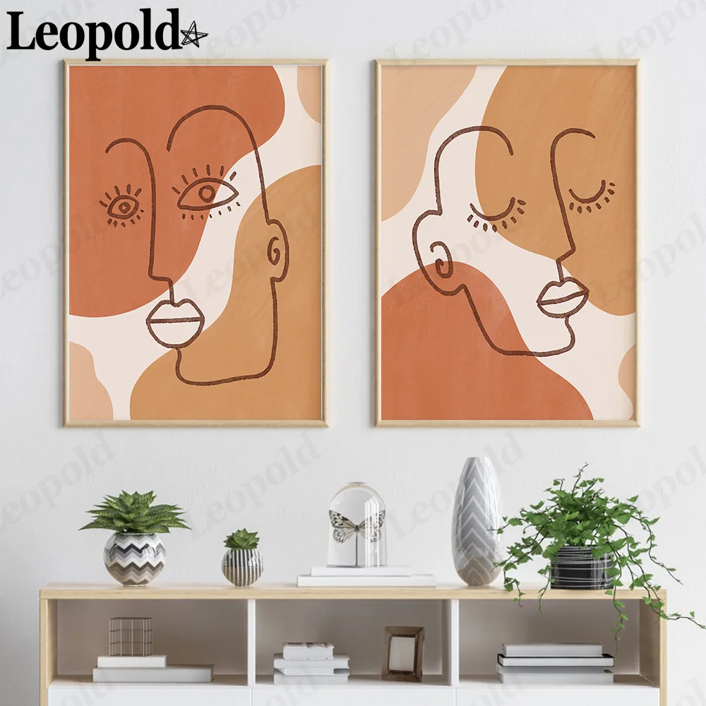 

Nordic Abstract Character Outline Canvas Poster Simple Line Woman Face Painting Wall Art Modern Room Home Decoration