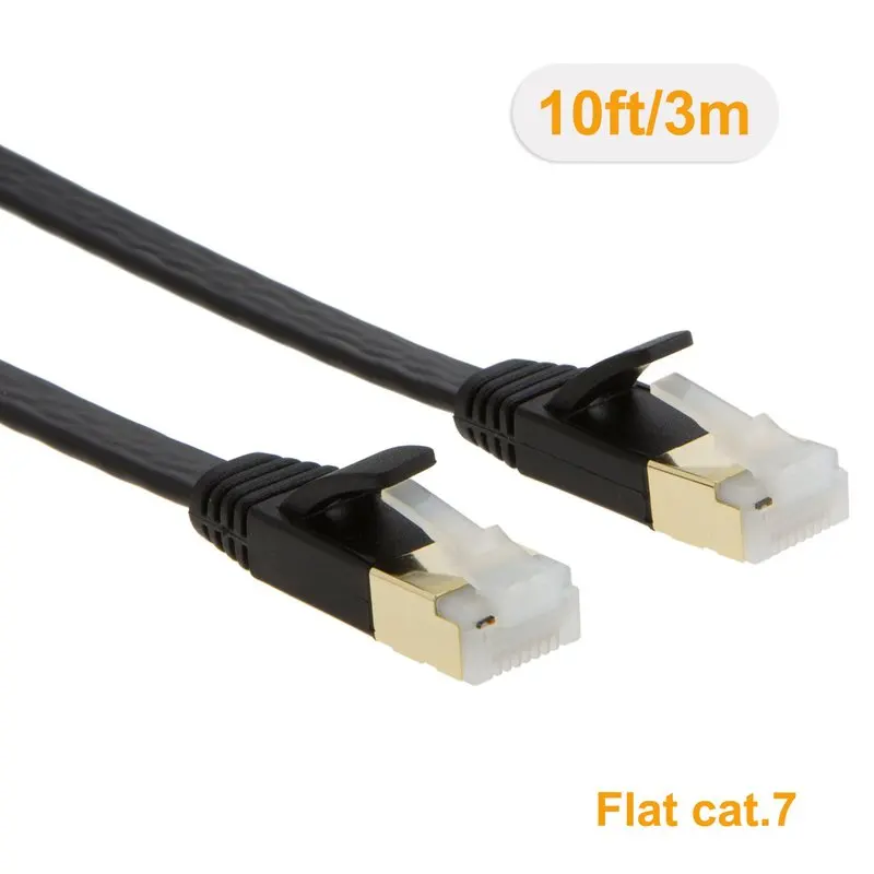 Плоский Ethernet Кабель Cat7 SSTP экранированный позолоченный сетевой Патч cat 7/категория