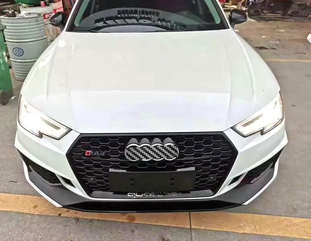 RS4 набор внешних комплектующих к автомобилю для Audi A4- переднего бампера и передней губы и переднего гриля/заднего бампера и заднего диффузора губ