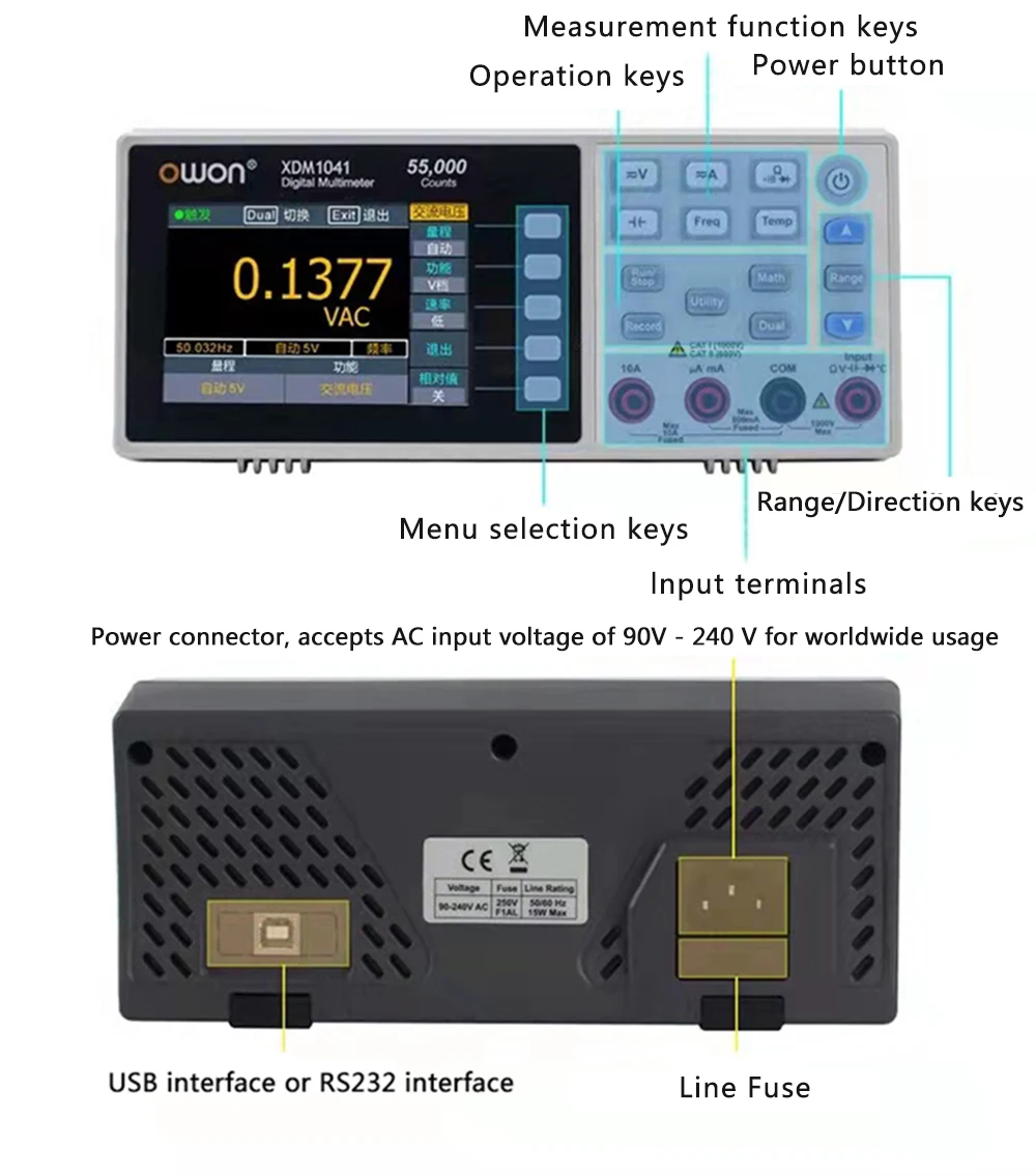 Цифровой мультиметр Owon XDM1041 55000 отсчетов высокоточный настольный постоянного
