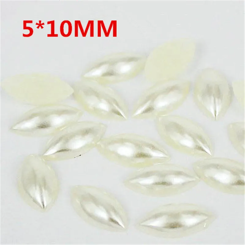 

Beige pearl eye horse Shape Nail art 5x10MM 500Pcs Flat Back Marquise Decorative Nail Drill Acrylic Rhinestone Beads Decorate