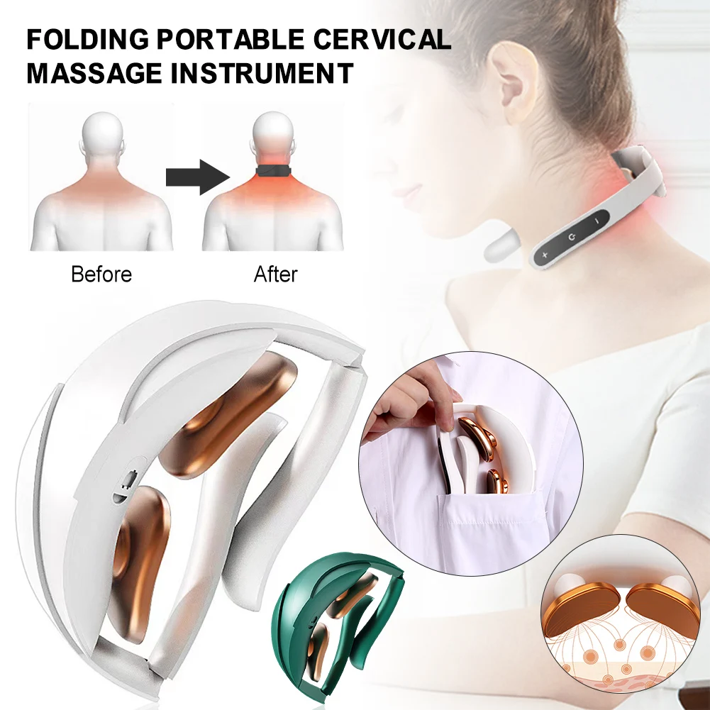 

Neck Massager Foldable Electric Massage Heating Pain Relief Tool Health Care Relaxation Cervical Vertebra Physiotherapy