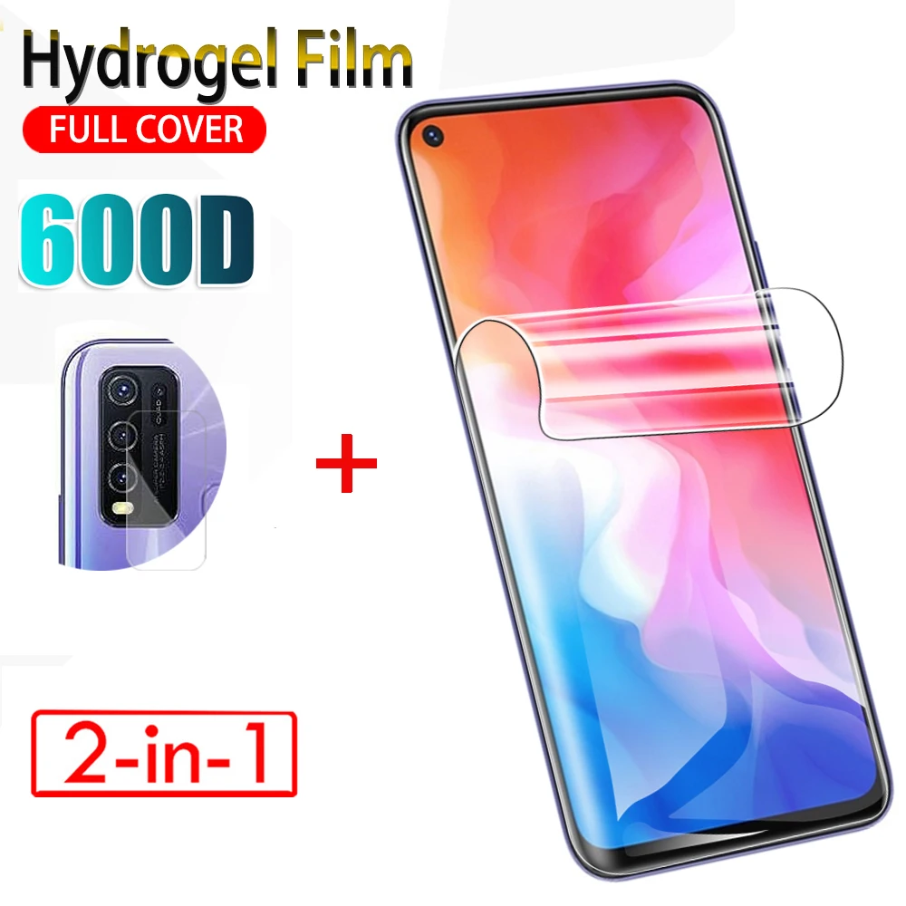 

2in1 Hydrogel Film Full Cover Screen Protector For VIVO Y50 Y30 Y17 Y12 Y11 2019 with Camera Lens Film Not Glass Explosion Proof