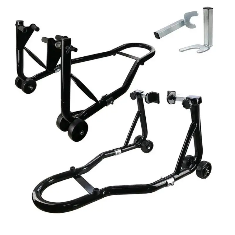 

Motorcycle front and rear wheel bracket support frame