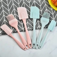 3 pieces silicone scraper portable scraping knife oil brush baking solid color tools home kitchen baking supplies