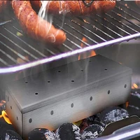 bbq large capacity porous grill smoker box indoor outdoor wood chips charcoal gas barbecue fish salmon meat cooking tools