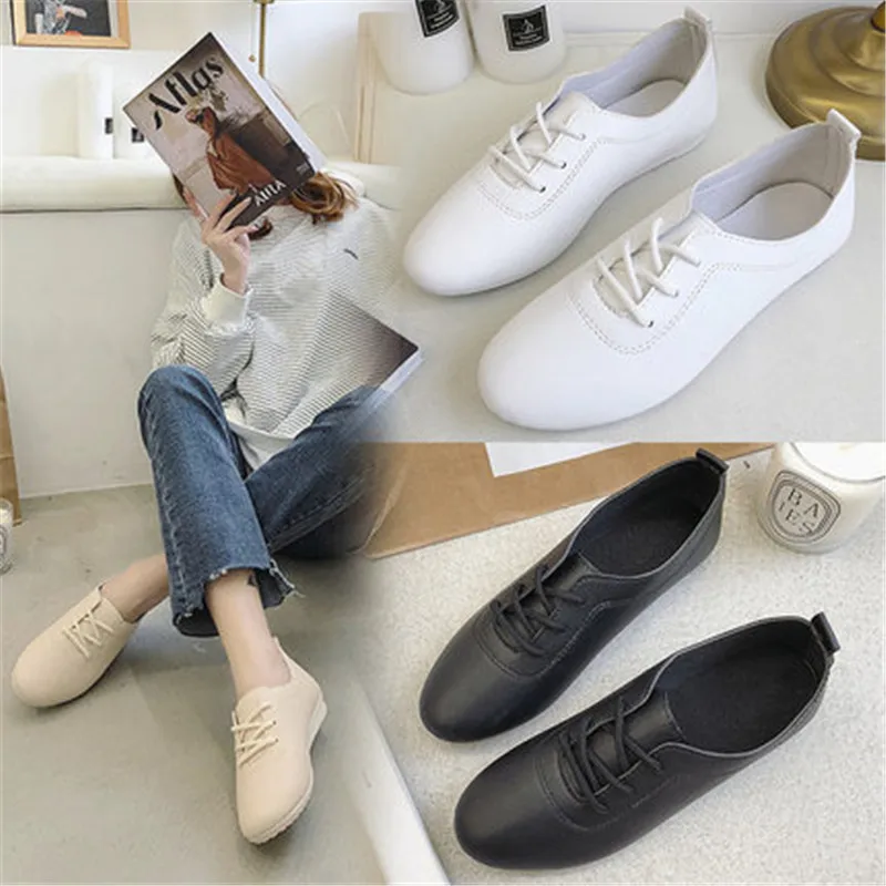 Женские балетки из мягкой кожи черные туфли-оксфорды на плоской подошве обувь