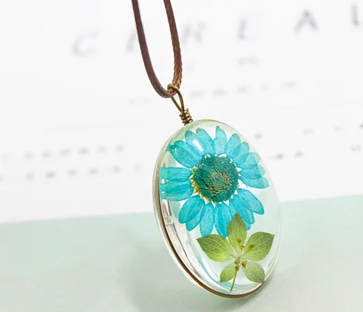 1 шт. сушеный цветок ожерелье Настоящее forget-me-Not живое растение Посеребренная Подвеска ожерелье ювелирные изделия - Окраска металла: 17