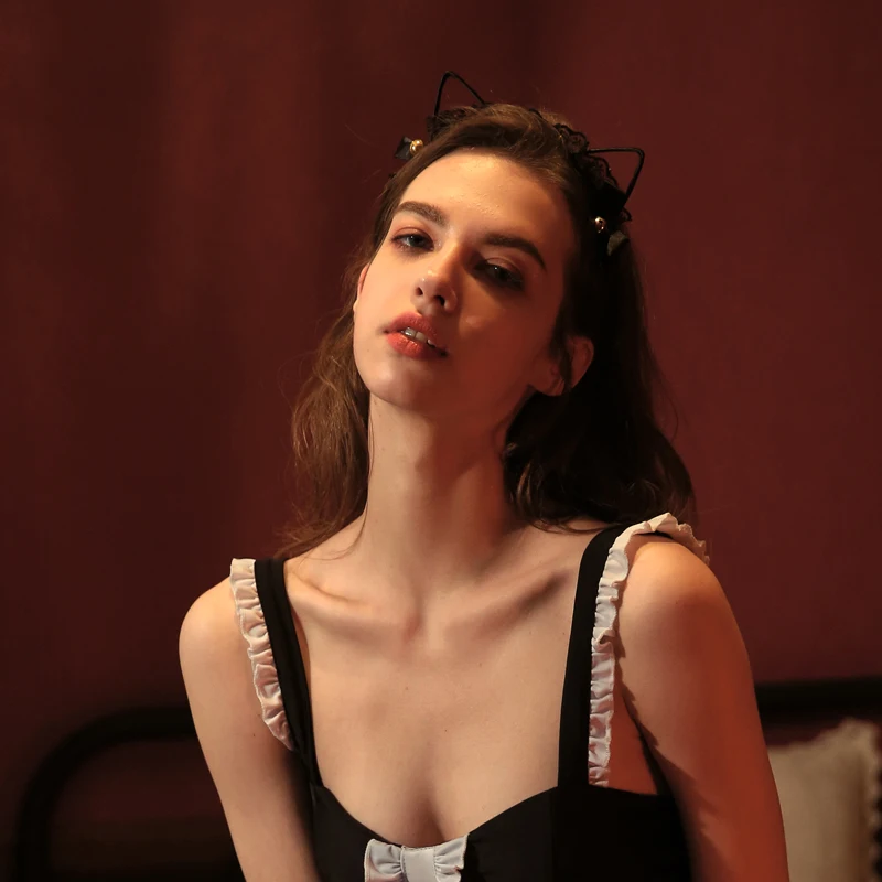 Ажурные кружевные кошачьи уши обруч для волос колокольчики ювелирные изделия