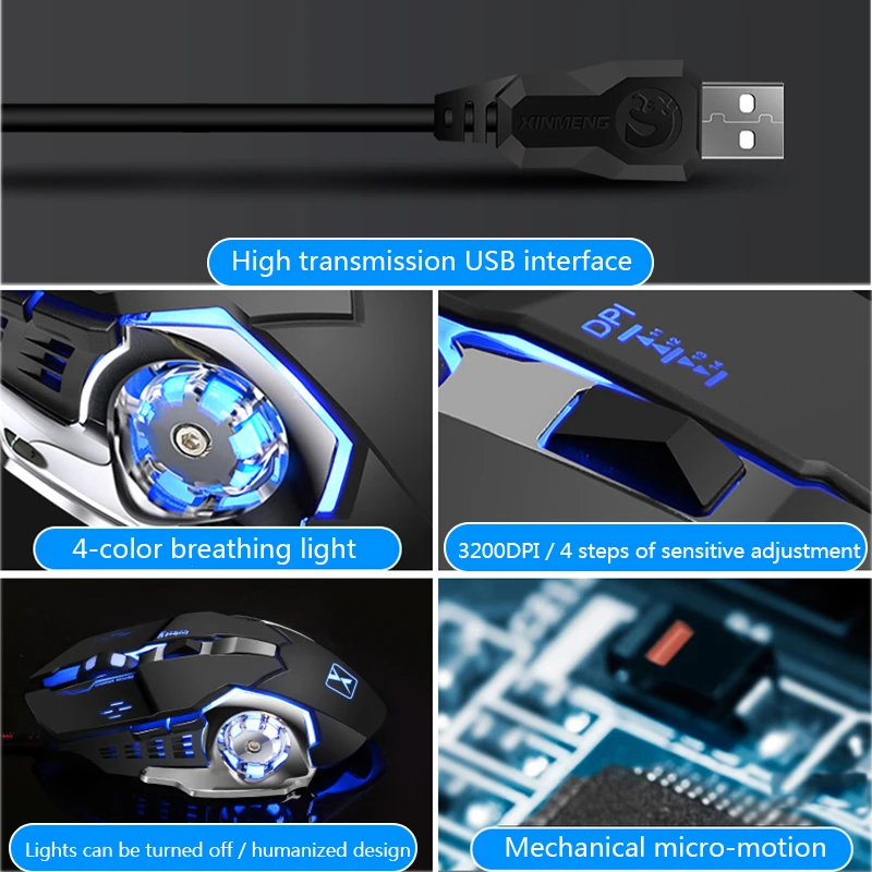 Профессиональная игровая клавиатура и мышь USB Проводная Механическая в стиле