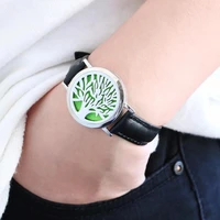bofee tree of life essential oil diffuser bracelet leather wrap silver magnet locket chain stainless steel aromatherapy jewelry