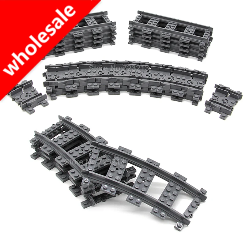 

Wholesale 100pcs Flexible Curved Straight forked Rail Tracks for Train Soft Railway MOC Building Block Set Model Bricks Toys