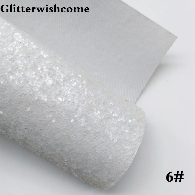 6 Glitterwishcome 30X134 см мини рулон синтетическая кожа, Fluo толстый блеск кожа ткань винил для луков, GM046 - Цвет: 6