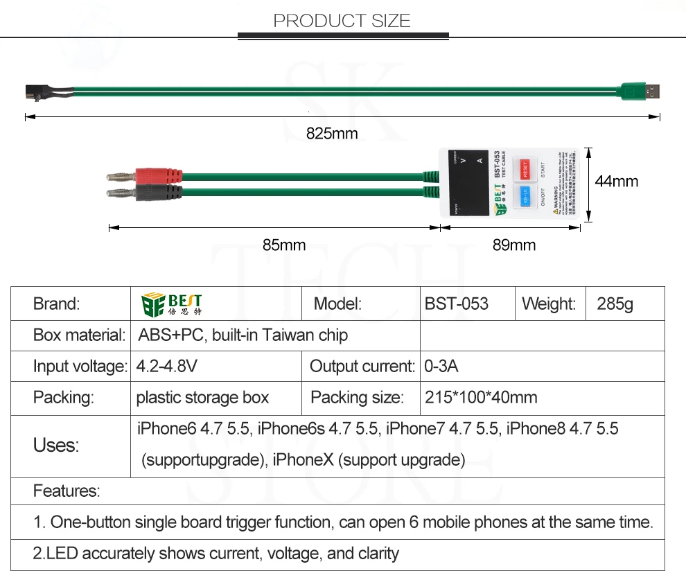 BST-053 для Iphone 6 6P 6s 6s P 7 7P 8 8p X Xs Xsmax I блок питания Макс Контроль питания Тестовый Кабель батарея блок питания I мощность макс