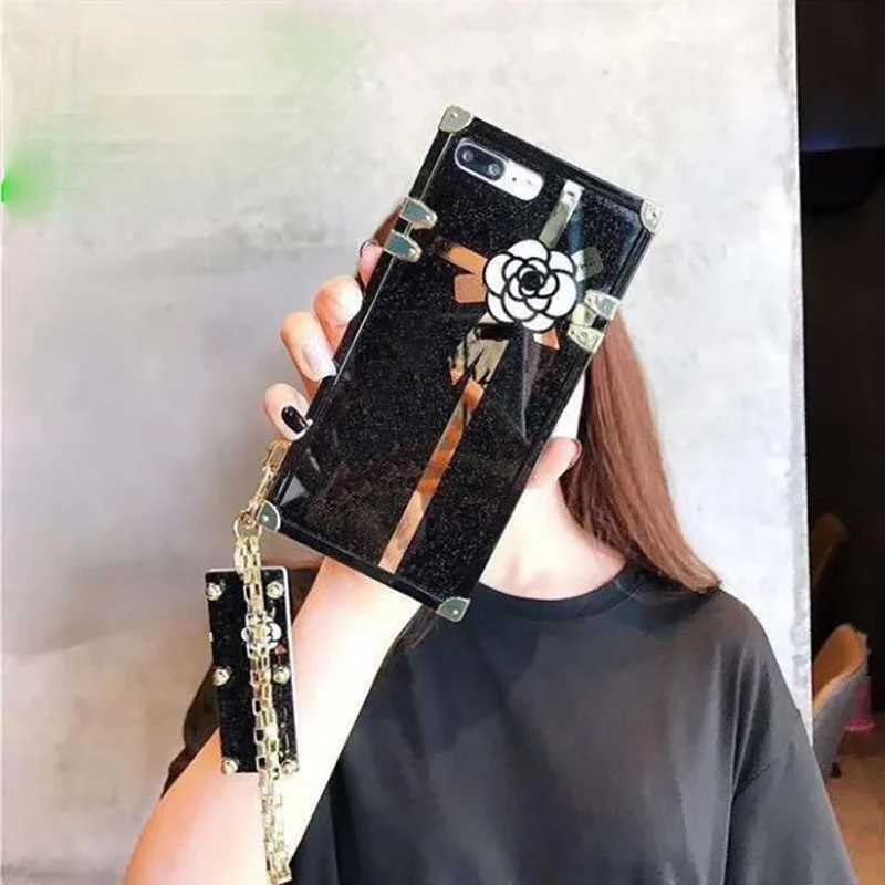 luxury brand rose flowers square high quality case for iphone 12 11 pro x 10 xs max xr 6 7 8 plus samsung s10 9 8 20 plus cover free global shipping