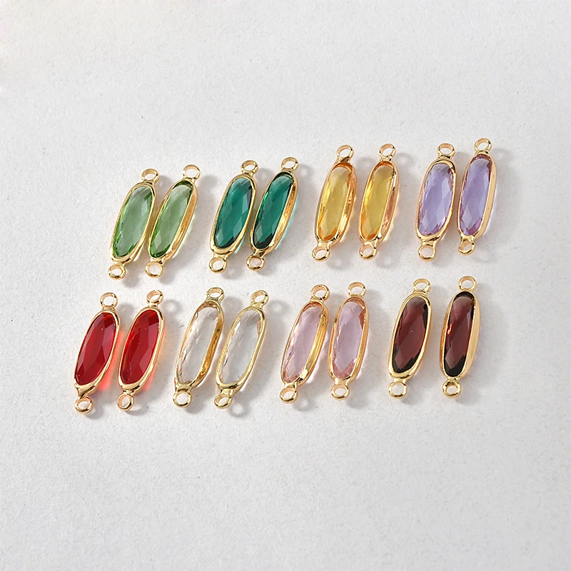 Двойная висячая секция с кристальной полосой, покрытой медью, бисером из реального золота 14 карат в стиле DIY для сережек, ожерелий, браслетов и украшений, 6 штук.