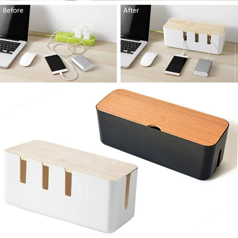 Белый ящик для хранения кабеля настольный блок питания провод сетевая линия