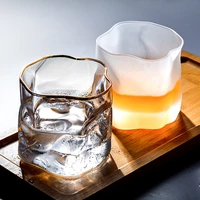 nodic origami shape glass cup transparent wine glass mug latte coffee whiskey cups drinking bar club wine glass ice hockey mold