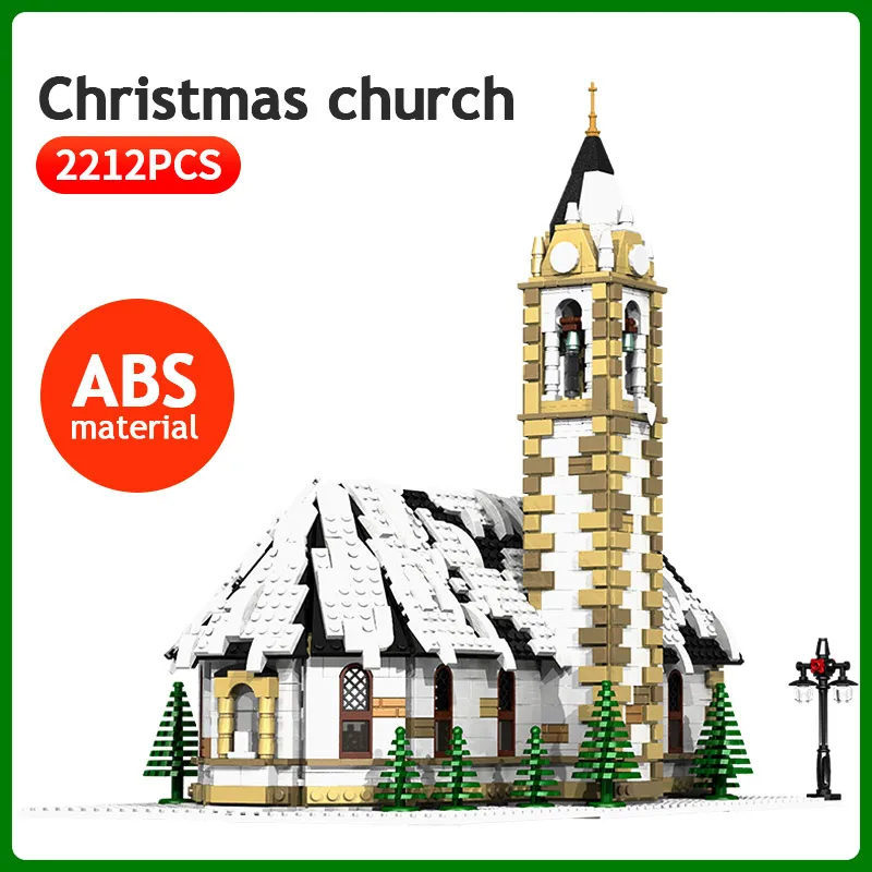 

Winter Village Christmas Church Bricks City Street View House Cathedral Architecture Building Blocks Kids DIY Toys Xmas Gifts
