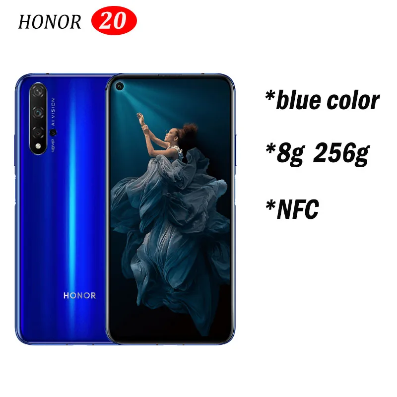 8g256 blue 20 Honor 20 honor 20 pro NFC мобильный телефон Kirin 980 Android 9,0 6,26 дюймов экран 3750 мАч батарея смартфон - Цвет: 8g256 blue 20