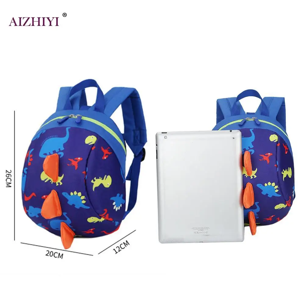 

Kids Travel Backpack Cartoon Dinosaur Anti-lost Children Nylon Schoolbag