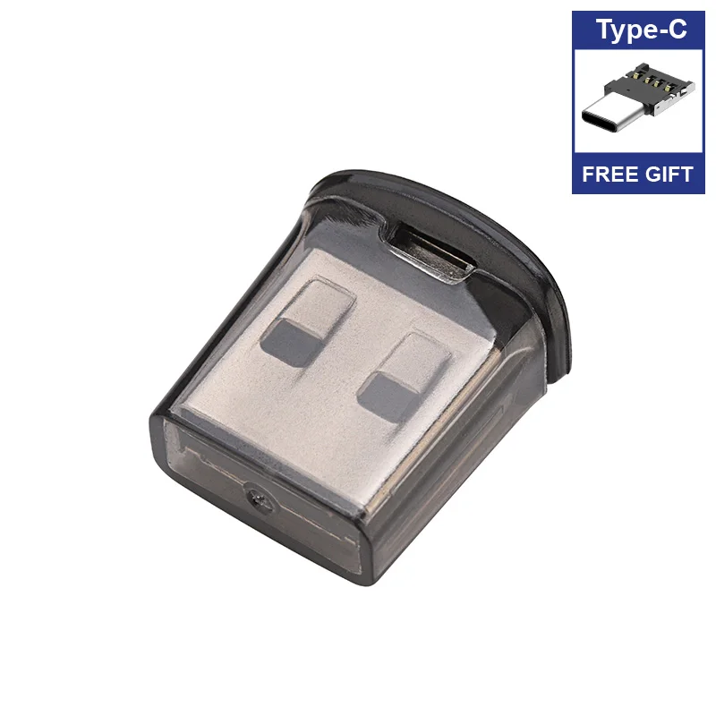 Super Mini micro USB Flash Drive pen 8GB 16GB 32GB 64GB 128GB 256GB Black Micro Pen Drive USB Gift Typec adapter