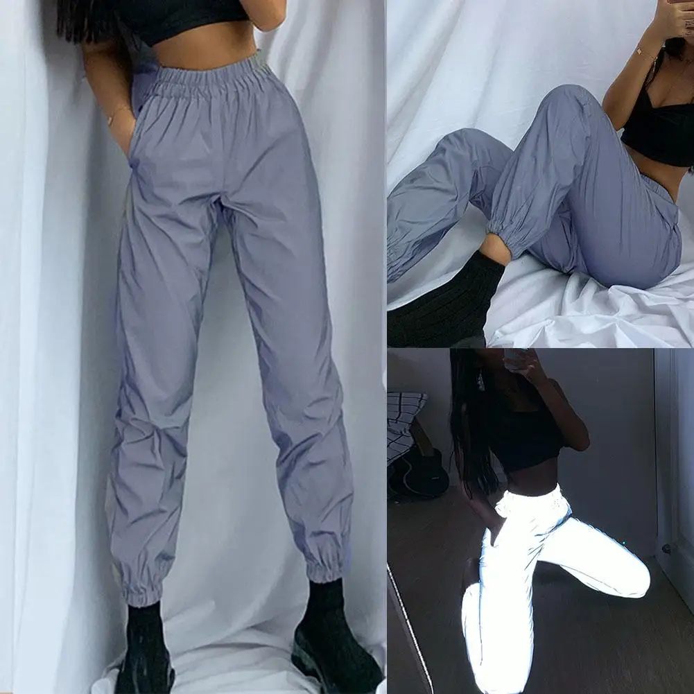 

Women Sweatpant Flash Reflective Pants Joggers Hip Hop Dance Show Party Night Jogger Baggy Trousers Clothing Pants Women's Cargo