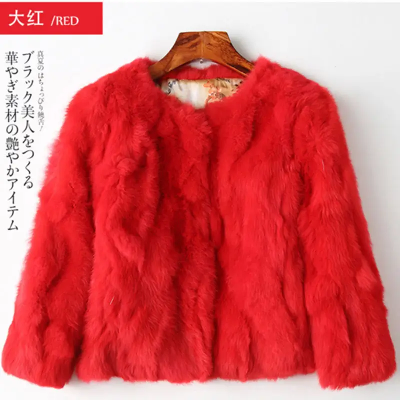 Куртка женская из натурального кроличьего меха Свободное пальто искусственной